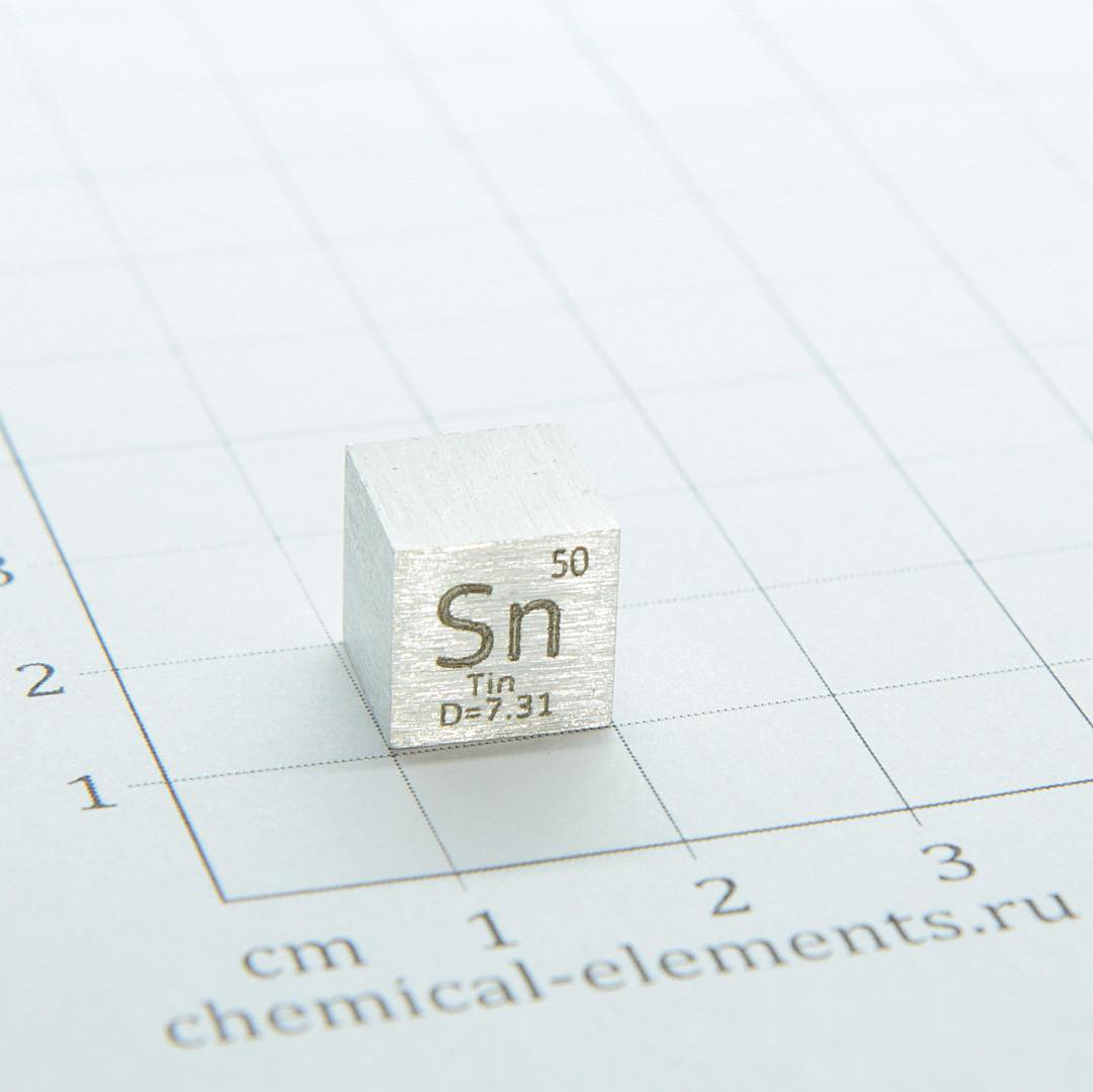 Оловянный кубик (Sn), 99,99, 10х10 мм.