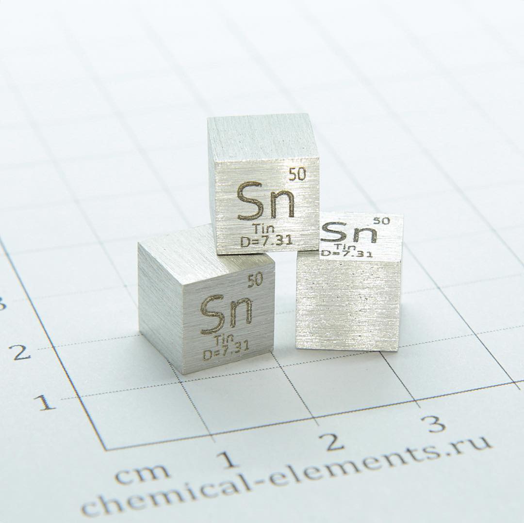 Оловянный кубик (Sn), 99,99, 10х10 мм.